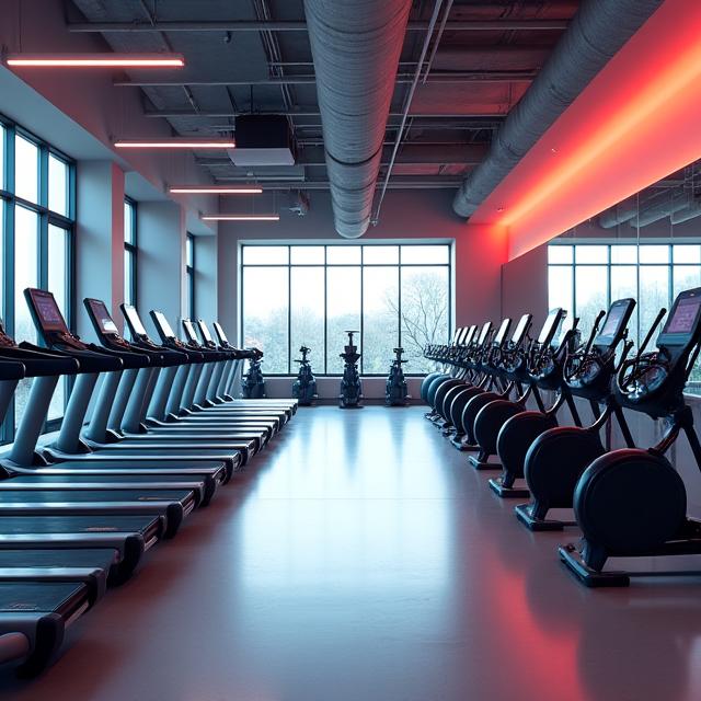 Spacious Cardio Zone with modern treadmills