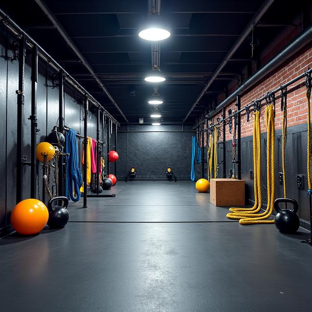 Functional Training Space with battle ropes and TRX