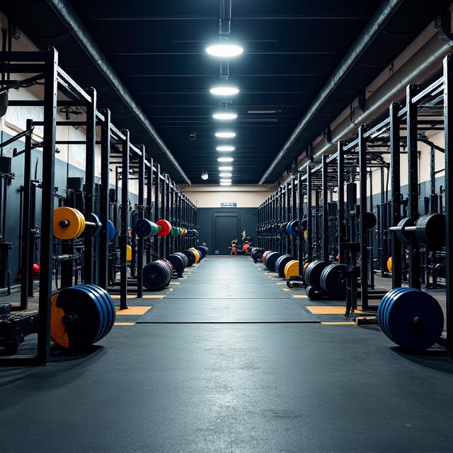 Strength and Free Weights area with lifting platforms
