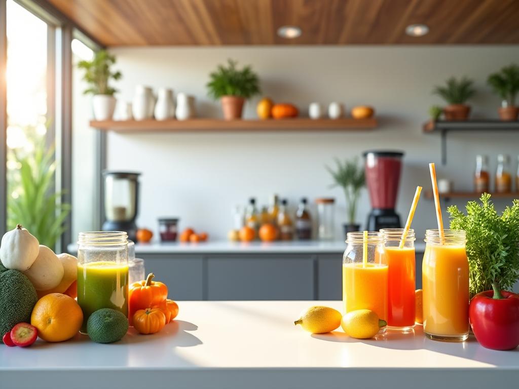 A clean and inviting view of the healthy juice and smoothie bar.