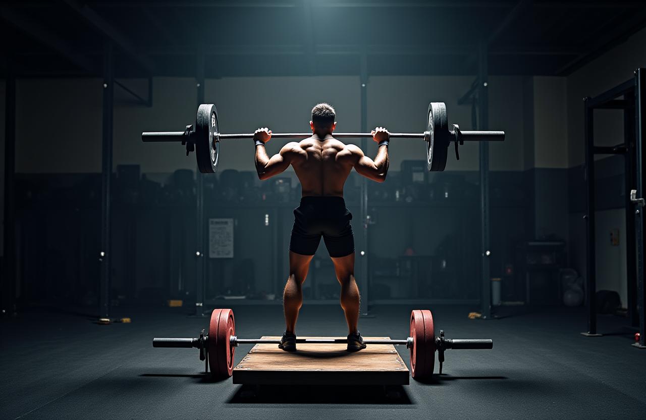 A member lifting weights on a dedicated Olympic lifting platform.